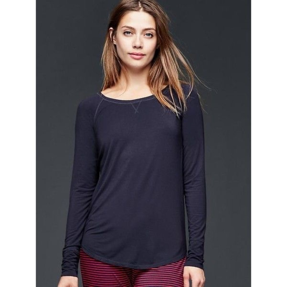 Gap GapBody pure body modal long sleeve tee shirt navy blue XS NWT BRAND NEW